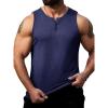 Runcati Mens Workout Tank Tops Summer Gym Muscle Ribbed Sleeveless Henley Shirt Casual Knitted Slim Fit Beach Tee(Navy)