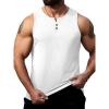 Runcati Mens Workout Tank Tops Summer Gym Muscle Ribbed Sleeveless Henley Shirt Casual Knitted Slim Fit Beach Tee(White)
