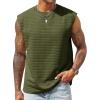 Runcati Men’s Workout Tank Tops Waffle Casual Sleeveless T Shirts Gym Cut Off Beach Summer Tee(Army Green)