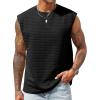 Runcati Men’s Workout Tank Tops Waffle Casual Sleeveless T Shirts Gym Cut Off Beach Summer Tee(Black)