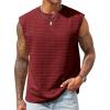 Runcati Men’s Workout Tank Tops Waffle Casual Sleeveless T Shirts Gym Cut Off Beach Summer Tee(Burgundy)