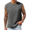 Runcati Men’s Workout Tank Tops Waffle Casual Sleeveless T Shirts Gym Cut Off Beach Summer Tee(Dark Grey)