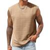 Runcati Men’s Workout Tank Tops Waffle Casual Sleeveless T Shirts Gym Cut Off Beach Summer Tee(Khaki)