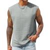 Runcati Men’s Workout Tank Tops Waffle Casual Sleeveless T Shirts Gym Cut Off Beach Summer Tee(Light Grey)