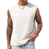 Runcati Men’s Workout Tank Tops Waffle Casual Sleeveless T Shirts Gym Cut Off Beach Summer Tee(White)