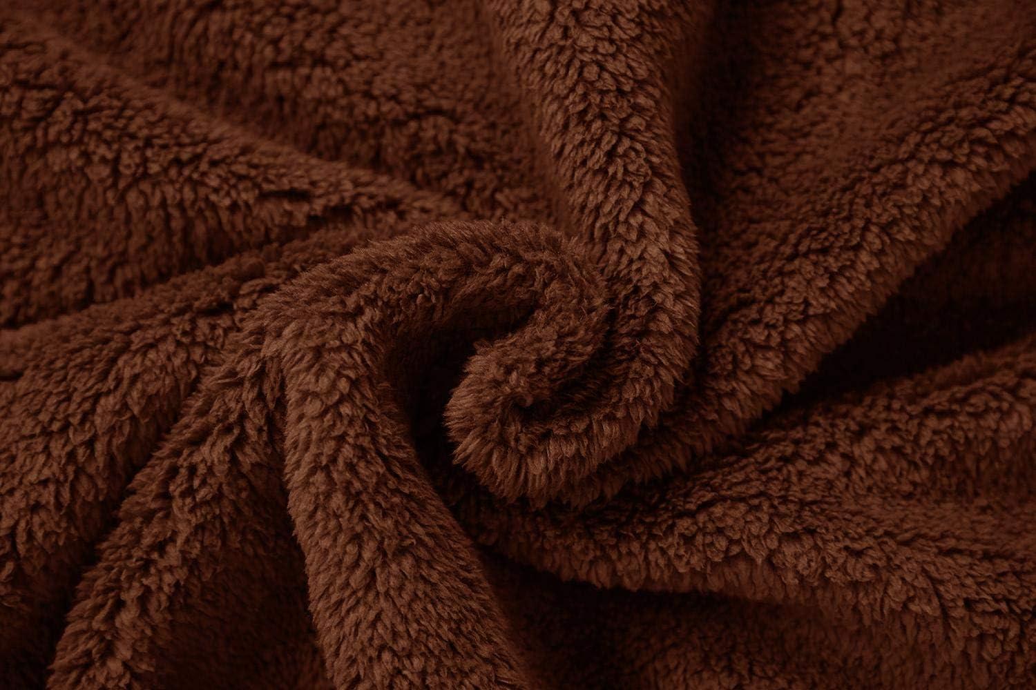 imageRuncati Mens Fuzzy Sherpa Jacket Cardigan Fleece Long Sleeve Full Zip Open Front Thermal Coat Fall Winter OutwearBrown