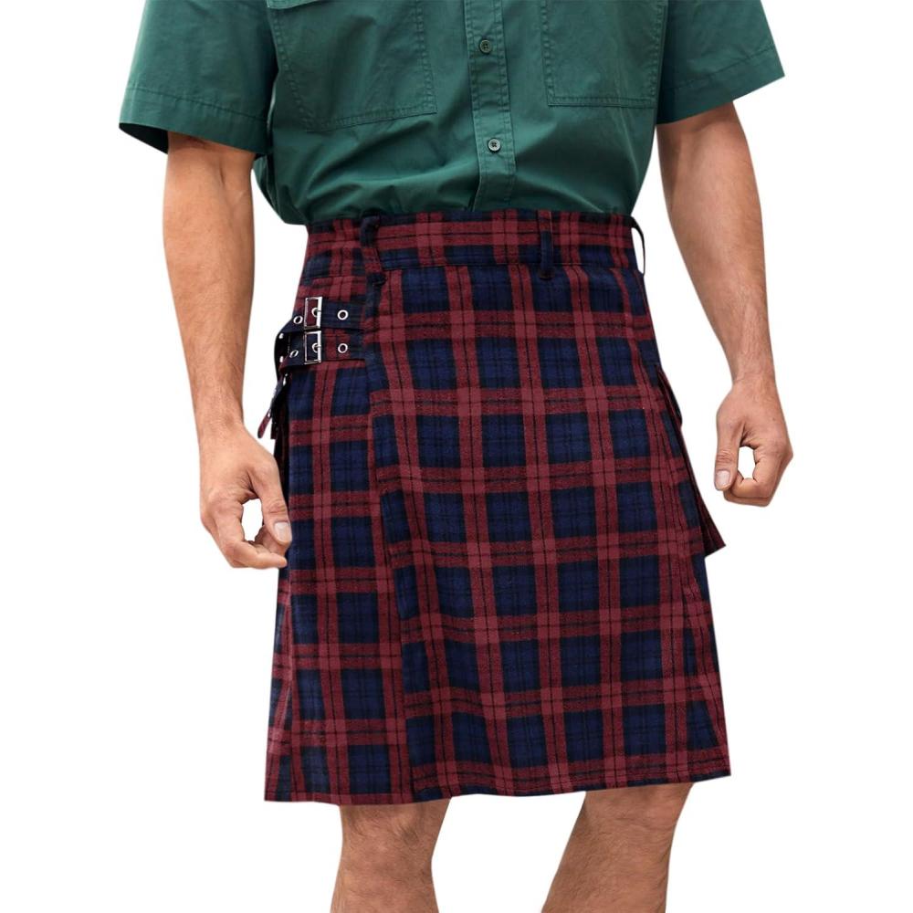 imageMens Utility Kilt Pin Scottish Tartan Apparel Black ampamp Irish Hybrid Royal Stewart Pockets Kilts01 Red