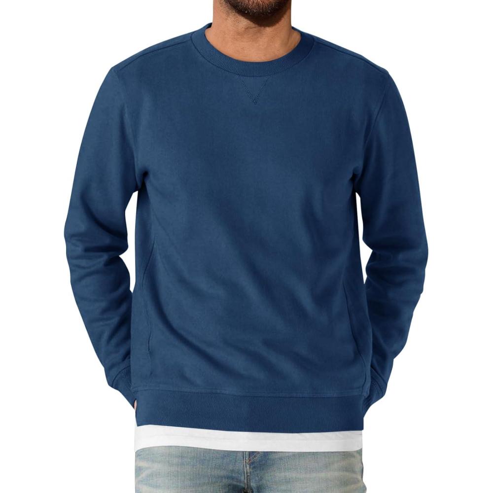 imageRuncati Mens Crewneck Sweatshirt Casual Long Sleeve Lightweight Fashion Basic Pullover SweatshirtNavy