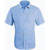 Mens Button Down Shirts Casual Short Sleeve Linen Tops Cotton Lightweight Fishing Tees Spread Collar Plain Shirt