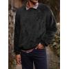 Mens Fuzzy Sherpa Sweatshirt Long Sleeve Fluffy Crew Neck Pullover Cozy Basic Unisex Fall Winter Warm Tops(Black)