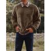 Mens Fuzzy Sherpa Sweatshirt Long Sleeve Fluffy Crew Neck Pullover Cozy Basic Unisex Fall Winter Warm Tops(Brown)