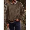 Mens Fuzzy Sherpa Sweatshirt Long Sleeve Fluffy Crew Neck Pullover Cozy Basic Unisex Fall Winter Warm Tops(Brown)
