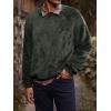 Mens Fuzzy Sherpa Sweatshirt Long Sleeve Fluffy Crew Neck Pullover Cozy Basic Unisex Fall Winter Warm Tops(Green)