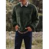 Mens Fuzzy Sherpa Sweatshirt Long Sleeve Fluffy Crew Neck Pullover Cozy Basic Unisex Fall Winter Warm Tops(Green)