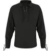 Mens Medieval Lace Up Pirate Mercenary Scottish Wide Cuff Shirt Costume Renaissance Viking Top(01 Black)