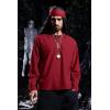Mens Medieval Lace Up Pirate Mercenary Scottish Wide Cuff Shirt Costume Renaissance Viking Top(01 Red)