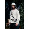Mens Medieval Lace Up Pirate Mercenary Scottish Wide Cuff Shirt Costume Renaissance Viking Top(01 White)