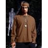 Mens Medieval Lace Up Pirate Mercenary Scottish Wide Cuff Shirt Costume Renaissance Viking Top(Brown)