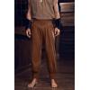 Mens Medieval Pirate Ankle Pants Viking Renaissance Costume Lace Up Tapered Banded Navigator Trousers(Brown)