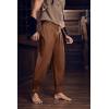 Mens Medieval Pirate Ankle Pants Viking Renaissance Costume Lace Up Tapered Banded Navigator Trousers(Brown)