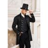 Mens Steampunk Medieval Jacket Pirate Viking Renaissance Costume Formal Tailcoat Gothic Victorian Halloween Tuxedo Coats(Black)