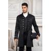 Mens Steampunk Medieval Jacket Pirate Viking Renaissance Costume Formal Tailcoat Gothic Victorian Halloween Tuxedo Coats(Black)
