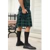 Mens Utility Kilt Pin Scottish Tartan Apparel Black & Irish Hybrid Royal Stewart Pockets Kilts(01 Green)