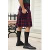 Mens Utility Kilt Pin Scottish Tartan Apparel Black & Irish Hybrid Royal Stewart Pockets Kilts(01 Red)