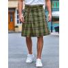 Mens Utility Kilt Pin Scottish Tartan Apparel Black & Irish Hybrid Royal Stewart Pockets Kilts(03 Army Green)