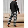 Runcati Mens 2 Piece Pajama Set Plaid Sleepwear PJ Relaxed Fit Stretch Lounge Nightwear Sets(Black)