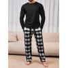 Runcati Mens 2 Piece Pajama Set Plaid Sleepwear PJ Relaxed Fit Stretch Lounge Nightwear Sets(Black)