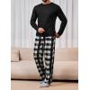 Runcati Mens 2 Piece Pajama Set Plaid Sleepwear PJ Relaxed Fit Stretch Lounge Nightwear Sets(Black)