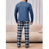 Runcati Mens 2 Piece Pajama Set Plaid Sleepwear PJ Relaxed Fit Stretch Lounge Nightwear Sets(Blue)