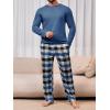 Runcati Mens 2 Piece Pajama Set Plaid Sleepwear PJ Relaxed Fit Stretch Lounge Nightwear Sets(Blue)