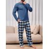 Runcati Mens 2 Piece Pajama Set Plaid Sleepwear PJ Relaxed Fit Stretch Lounge Nightwear Sets(Blue)