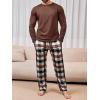 Runcati Mens 2 Piece Pajama Set Plaid Sleepwear PJ Relaxed Fit Stretch Lounge Nightwear Sets(Coffee)