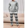 Runcati Mens 2 Piece Pajama Set Plaid Sleepwear PJ Relaxed Fit Stretch Lounge Nightwear Sets(Light Grey)