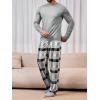 Runcati Mens 2 Piece Pajama Set Plaid Sleepwear PJ Relaxed Fit Stretch Lounge Nightwear Sets(Light Grey)