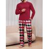 Runcati Mens 2 Piece Pajama Set Plaid Sleepwear PJ Relaxed Fit Stretch Lounge Nightwear Sets(Red)