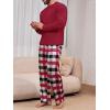 Runcati Mens 2 Piece Pajama Set Plaid Sleepwear PJ Relaxed Fit Stretch Lounge Nightwear Sets(Red)