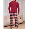 Runcati Mens 2 Piece Pajama Set Plaid Sleepwear PJ Relaxed Fit Stretch Lounge Nightwear Sets(Red)