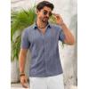 Runcati Mens Button Down Guayabera Shirts Short Sleeve Cuban Casual Summer Linen Shirt Beach Mexican Hippie Wedding Tops(Navy)