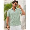 Runcati Mens Button Down Guayabera Shirts Short Sleeve Cuban Casual Summer Linen Shirt Beach Mexican Hippie Wedding Tops(Olive Green)