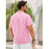 Runcati Mens Button Down Guayabera Shirts Short Sleeve Cuban Casual Summer Linen Shirt Beach Mexican Hippie Wedding Tops(Pink)