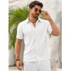Runcati Mens Button Down Guayabera Shirts Short Sleeve Cuban Casual Summer Linen Shirt Beach Mexican Hippie Wedding Tops(White)