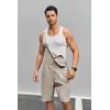 Runcati Mens Casual Bib Overall Shorts Lightweight Cotton Loose Fit Denim Jumpersuit Walkshort Pockets Rompers(Beige)