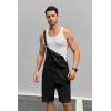Runcati Mens Casual Bib Overall Shorts Lightweight Cotton Loose Fit Denim Jumpersuit Walkshort Pockets Rompers(Black)