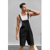 Runcati Mens Casual Bib Overall Shorts Lightweight Cotton Loose Fit Denim Jumpersuit Walkshort Pockets Rompers(Black)