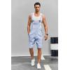 Runcati Mens Casual Bib Overall Shorts Lightweight Cotton Loose Fit Denim Jumpersuit Walkshort Pockets Rompers(Blue)