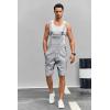 Runcati Mens Casual Bib Overall Shorts Lightweight Cotton Loose Fit Denim Jumpersuit Walkshort Pockets Rompers(Gray)